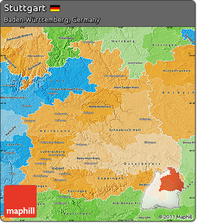 Political Shades Map of Stuttgart