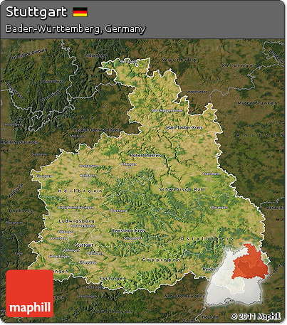Satellite Map of Stuttgart, darken