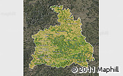 Satellite Map of Stuttgart, darken, semi-desaturated
