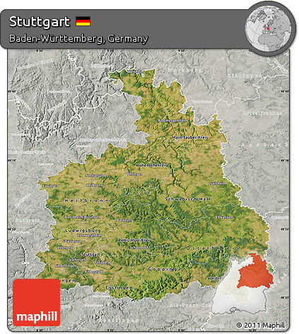 Satellite Map of Stuttgart, lighten, semi-desaturated