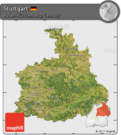 Satellite Map of Stuttgart, single color outside