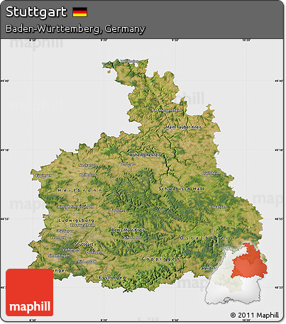 Satellite Map of Stuttgart, single color outside