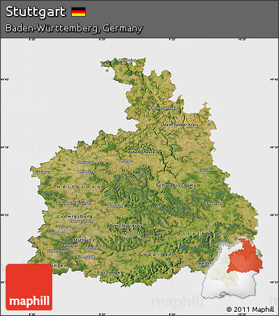 Satellite Map of Stuttgart, single color outside