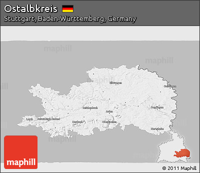 Gray 3D Map of Ostalbkreis, single color outside