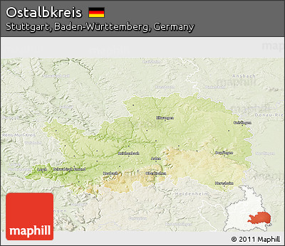Physical 3D Map of Ostalbkreis, lighten