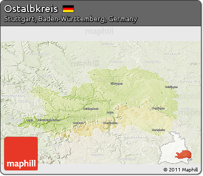 Physical 3D Map of Ostalbkreis, lighten