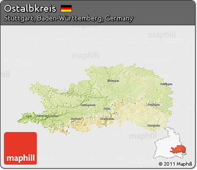 Physical 3D Map of Ostalbkreis, single color outside