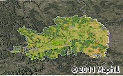 Satellite 3D Map of Ostalbkreis, darken, semi-desaturated