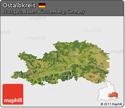 Satellite 3D Map of Ostalbkreis, single color outside