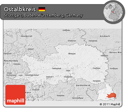 Silver Style 3D Map of Ostalbkreis