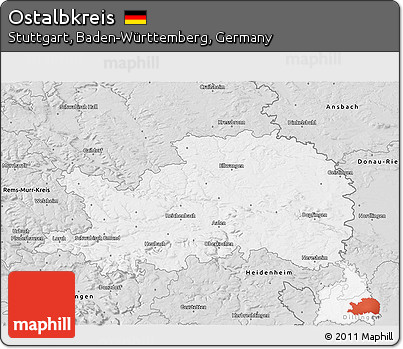 Silver Style 3D Map of Ostalbkreis