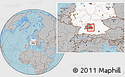 Gray Location Map of Ostalbkreis, highlighted country, highlighted parent region, hill shading