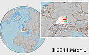 Gray Location Map of Ostalbkreis, highlighted grandparent region, hill shading