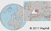 Gray Location Map of Ostalbkreis, highlighted parent region, highlighted grandparent region, hill shading
