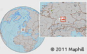 Gray Location Map of Ostalbkreis, highlighted parent region, hill shading