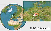 Satellite Location Map of Ostalbkreis, highlighted parent region, highlighted grandparent region, within the entire country