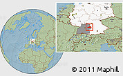 Savanna Style Location Map of Ostalbkreis, highlighted country, highlighted grandparent region, hill shading