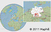 Savanna Style Location Map of Ostalbkreis, highlighted country, highlighted parent region, within the entire country, hill shading