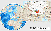 Shaded Relief Location Map of Ostalbkreis, highlighted country, highlighted parent region