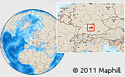 Shaded Relief Location Map of Ostalbkreis, highlighted parent region