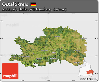 Satellite Map of Ostalbkreis, single color outside