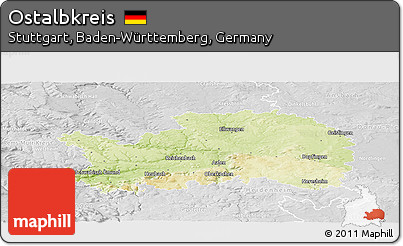 Physical Panoramic Map of Ostalbkreis, lighten, desaturated