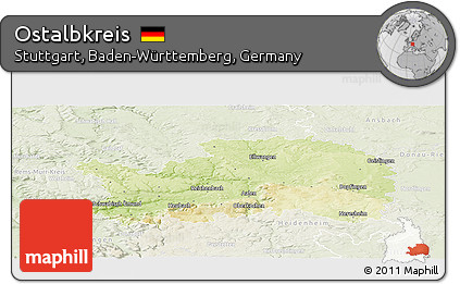 Physical Panoramic Map of Ostalbkreis, lighten