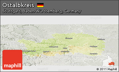 Physical Panoramic Map of Ostalbkreis, lighten, semi-desaturated