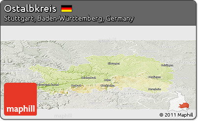 Physical Panoramic Map of Ostalbkreis, lighten, semi-desaturated