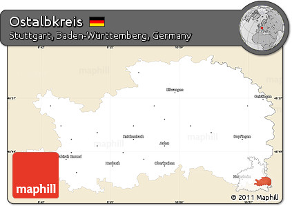 Classic Style Simple Map of Ostalbkreis, single color outside