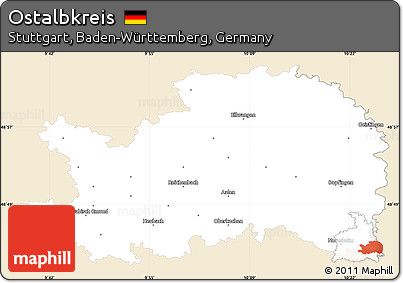 Classic Style Simple Map of Ostalbkreis, single color outside