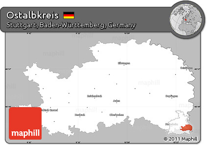 Gray Simple Map of Ostalbkreis, single color outside