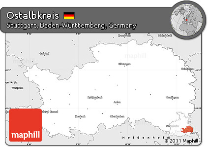 Silver Style Simple Map of Ostalbkreis