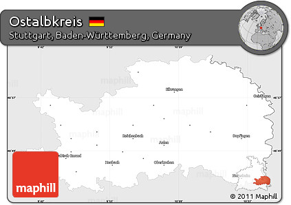 Silver Style Simple Map of Ostalbkreis, single color outside