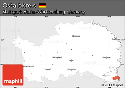 Silver Style Simple Map of Ostalbkreis, single color outside