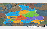 Political Panoramic Map of Stuttgart, darken, semi-desaturated