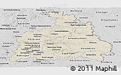 Shaded Relief Panoramic Map of Stuttgart, desaturated
