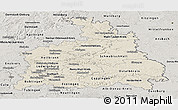 Shaded Relief Panoramic Map of Stuttgart, semi-desaturated