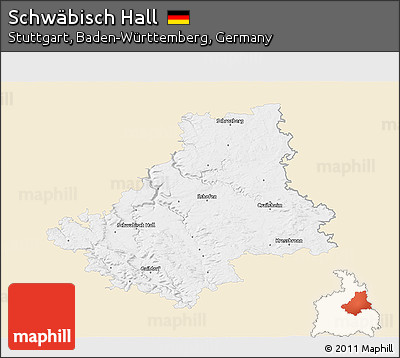 Classic Style 3D Map of Schwäbisch Hall, single color outside