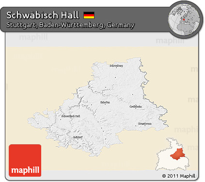 Classic Style 3D Map of Schwäbisch Hall, single color outside