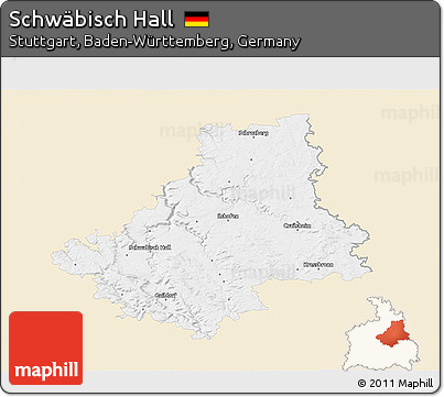 Classic Style 3D Map of Schwäbisch Hall, single color outside