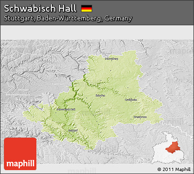 Physical 3D Map of Schwäbisch Hall, lighten, desaturated