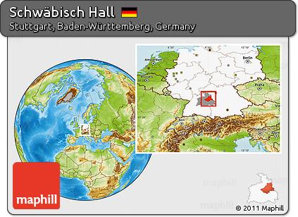 Physical Location Map of Schwäbisch Hall, highlighted country, highlighted parent region