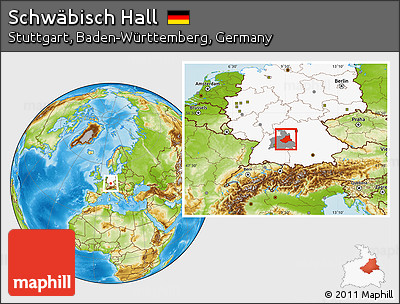 Physical Location Map of Schwäbisch Hall, highlighted country, highlighted parent region