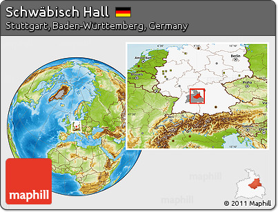 Physical Location Map of Schwäbisch Hall, highlighted country, highlighted parent region