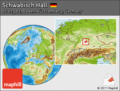 Physical Location Map of Schwäbisch Hall, highlighted parent region