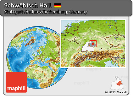 Physical Location Map of Schwäbisch Hall, highlighted parent region, highlighted grandparent region