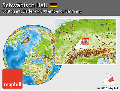 Physical Location Map of Schwäbisch Hall, highlighted parent region, highlighted grandparent region