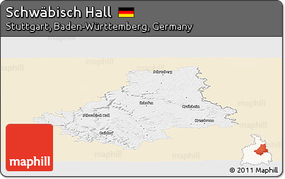 Classic Style Panoramic Map of Schwäbisch Hall, single color outside