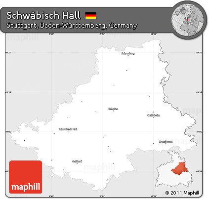 Silver Style Simple Map of Schwäbisch Hall, single color outside